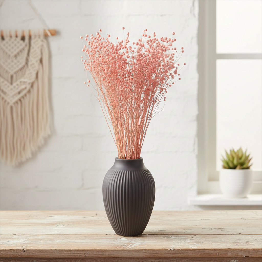 Sušený Len – světle růžová, jemná přírodní dekorace